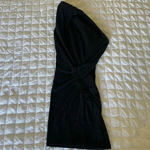 Iro black knit one shoulder mini dress